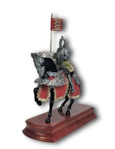Armadura ecuestre miniatura, estandarte y yelmo ingles 2