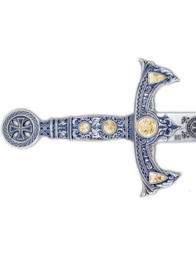 Espada Templarios (Plata  Esmalt.Azul)