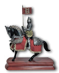 Armadura ecuestre miniatura, estandarte y yelmo ingles