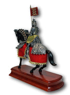 Armadura ecuestre miniatura, estandarte y yelmo ingles