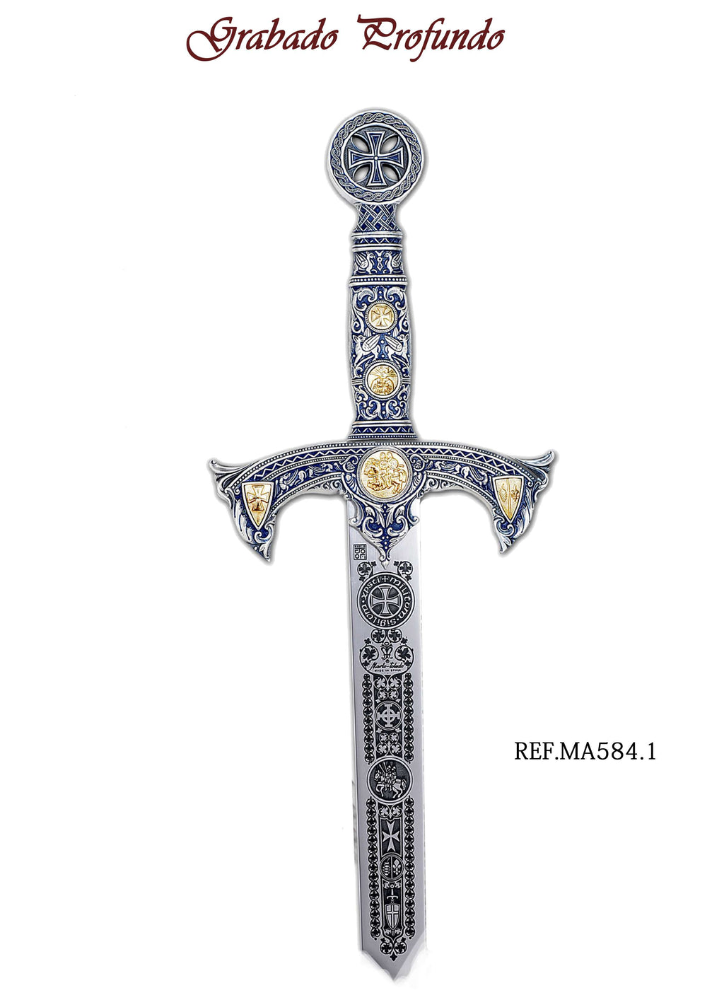 Espada Templarios (Plata  Esmalt.Azul)